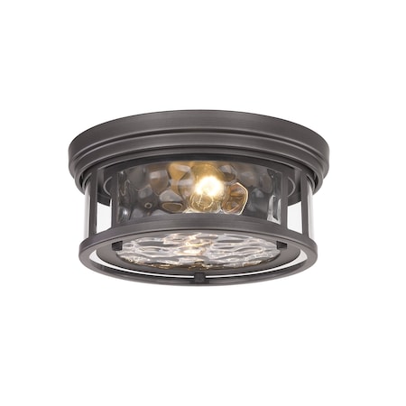 Clarion 2 Light Flush Mount, Bronze & Inner Clear Water & Outer Clear